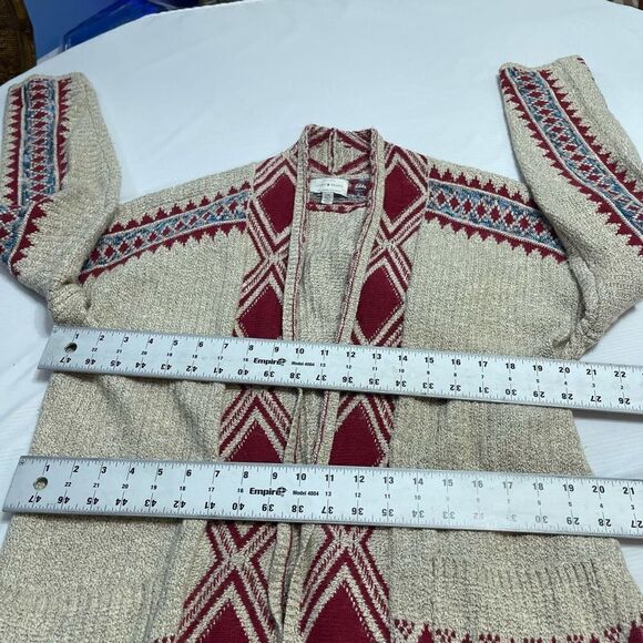 Lucky Brand Hippie Boho Chic Open Front Hooded Cardigan Sweater Size Large - Picture 3 of 7